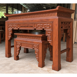 Bộ Bàn Thờ Họa Tiết Hồi Văn Gỗ Gõ Đỏ 153cm Bộ Bàn Thờ Họa Tiết Hồi Văn Gỗ Gõ Đỏ 153cm