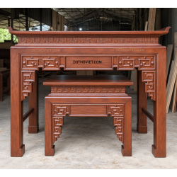 Bộ Bàn Thờ Họa Tiết Hồi Văn Gỗ Gõ Đỏ 153cm Bộ Bàn Thờ Họa Tiết Hồi Văn Gỗ Gõ Đỏ 153cm