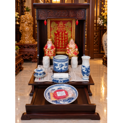 Bàn Thờ Thần Tài Mẫu Tài Lộc 48cm Kèm Đồ Thờ Men Lam Bàn Thờ Thần Tài Mẫu Tài Lộc 48cm Kèm Đồ Thờ Men Lam