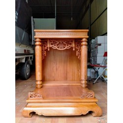 Bàn Thờ Thần Tài Gỗ Hương Đá Mái Bằng 61cm, 81cm