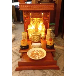 Bàn Thờ Thần Tài Gỗ Xoan 48cm Kết Hợp Ngăn Kéo và Bộ Đồ Thờ