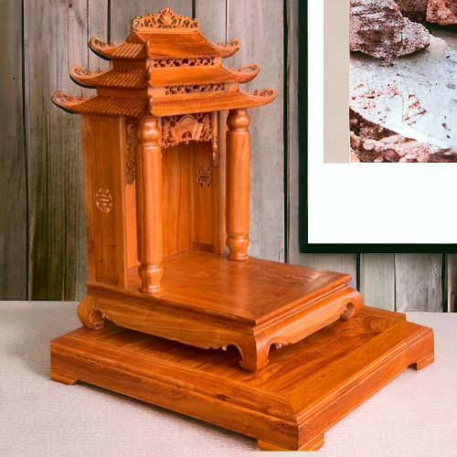 Bàn thờ thần tài chất liệu gỗ hương đá cao cấp kích thước 48cm