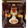 Bàn thờ thần tài mái bằng gỗ xoan đào mẫu tài lộc rát vàng