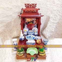 Bàn thờ và đồ thờ thần tài thổ địa mái chùa đẹp kích thước 41cm Bàn thờ và đồ thờ thần tài thổ địa mái chùa đẹp kích thước 41cm
