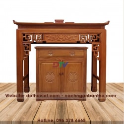 Bàn thờ chung cư triện sen 153 gỗ gõ đỏ Bàn thờ chung cư triện sen 153 gỗ gõ đỏ