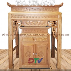 Bàn thờ chung cư triện đồng tiền kích thước 107 gỗ sồi BTD11 Bàn thờ chung cư triện đồng tiền kích thước 107 gỗ sồi BTD11
