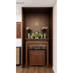 Bàn Thờ gỗ Hương 107cm và vách phòng thờ tại Mandarin Garden