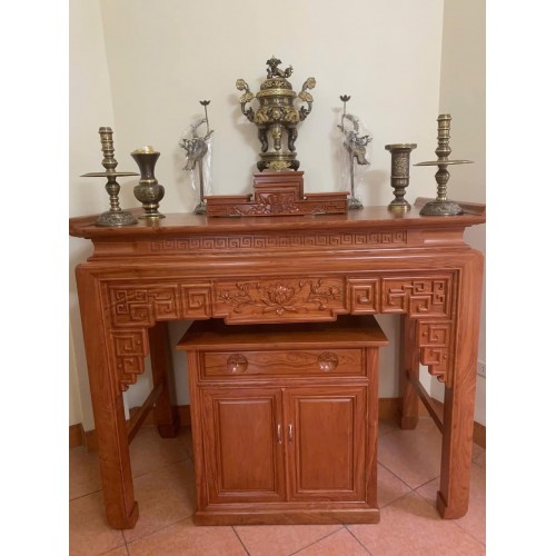 Bàn Thờ Gỗ Hương Đá 127cm Kết Hợp Tủ Thờ