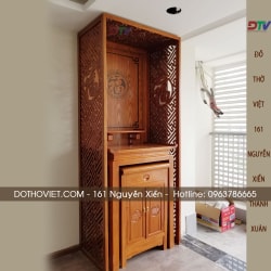 Bộ bàn thờ gỗ gõ đỏ và vách ngăn trọn bộ kích thước 89