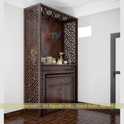 Vách ngăn bàn thờ và bàn thờ gỗ sồi