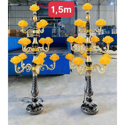 Đèn thờ cúng thân đèn giả cổ 13 bông sen lưu ly
