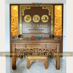 Vách ngăn phòng thờ kết hợp với tranh trúc chỉ VN28