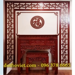 Bàn thờ ngũ phúc như ý gỗ gõ đỏ
